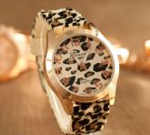 Relógio Quartzo Genebra Clássico, estilo leopardo