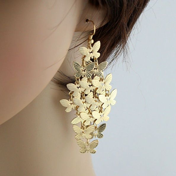 Brinco Borboletas Bohemia Ouro / Prata